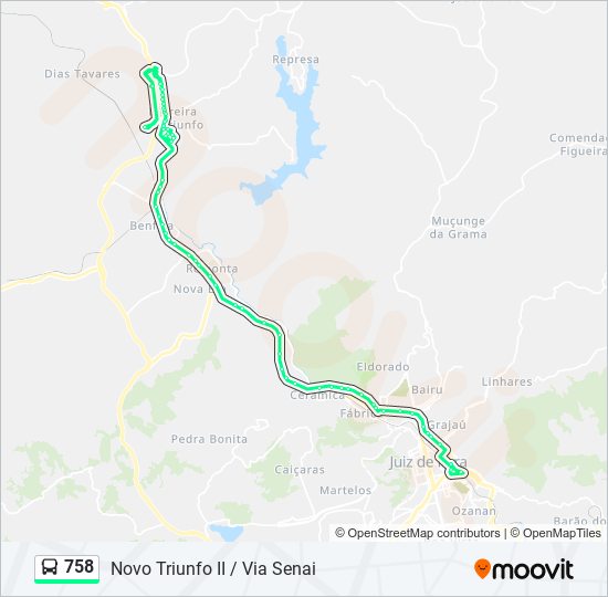 Mapa de 758 de autobús