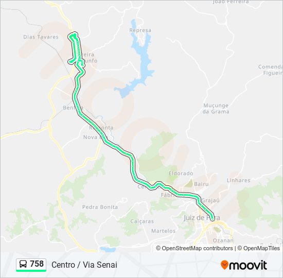 Mapa da linha 758 de ônibus