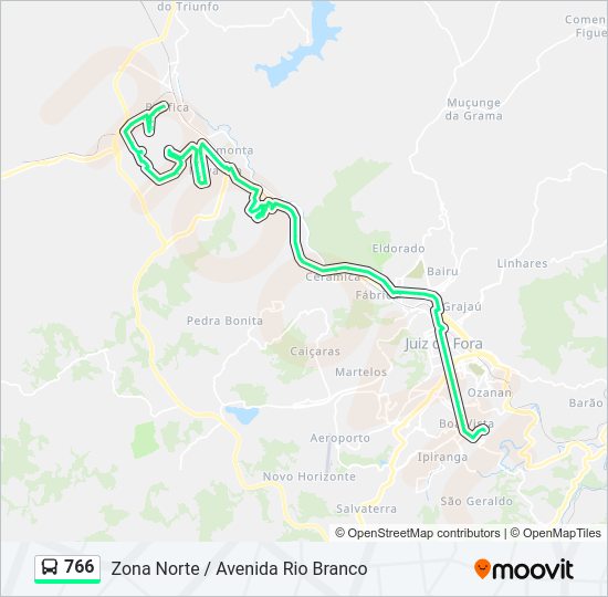 Mapa da linha 766 de ônibus