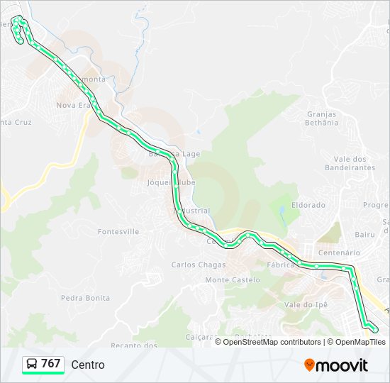 Mapa da linha 767 de ônibus
