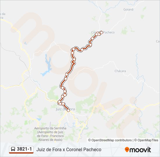 Mapa da linha 3821-1 de ônibus