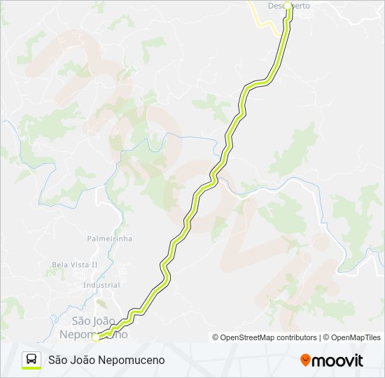 Mapa da linha SJN X DESCOBERTO de ônibus