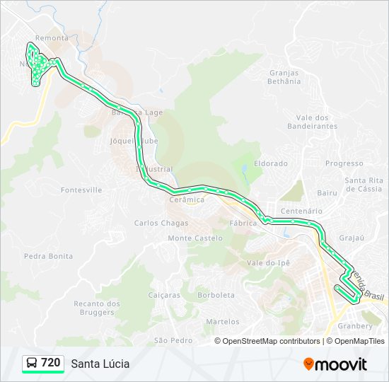 Mapa da linha 720 de ônibus