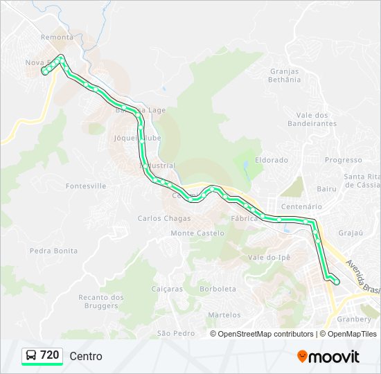 Mapa da linha 720 de ônibus