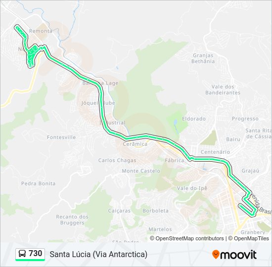 Mapa da linha 730 de ônibus