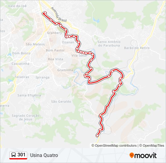 Mapa de 301 de autobús