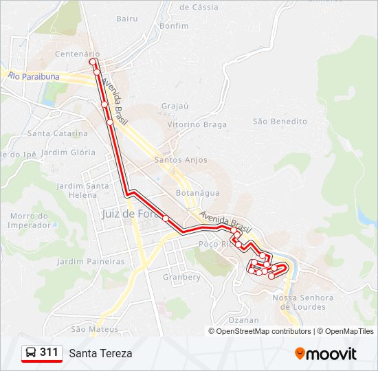 Mapa da linha 311 de ônibus
