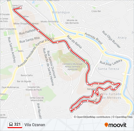 Mapa da linha 321 de ônibus