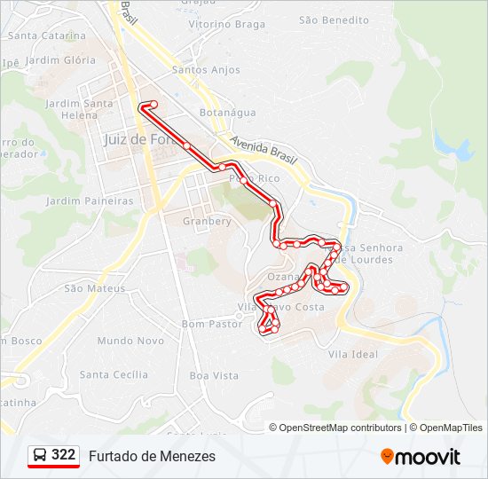 Mapa de 322 de autobús