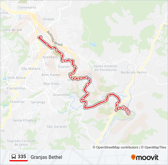 Mapa da linha 335 de ônibus