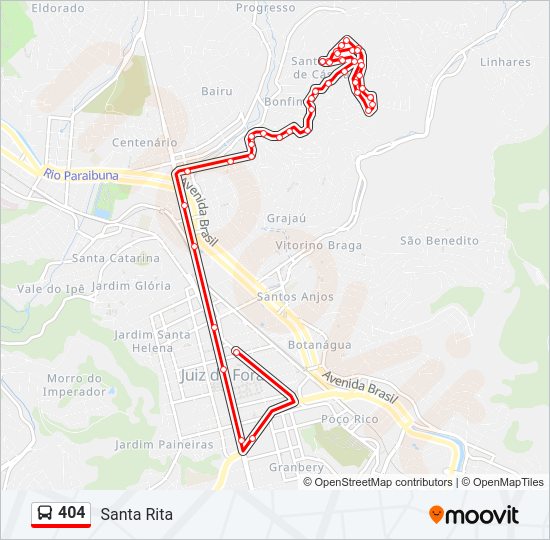 Mapa da linha 404 de ônibus