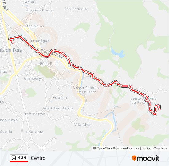 Mapa da linha 439 de ônibus