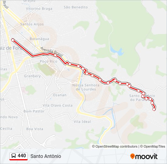 Mapa da linha 440 de ônibus