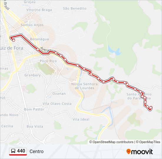 Mapa da linha 440 de ônibus