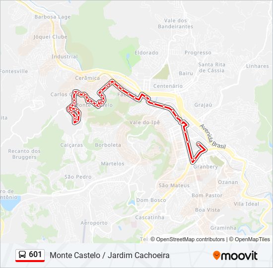 Mapa de 601 de autobús