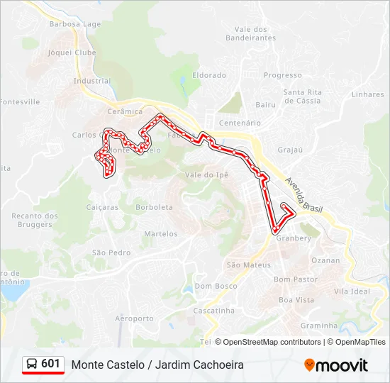 601 Bus Line Map