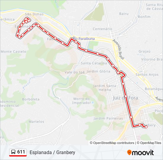 Mapa de 611 de autobús