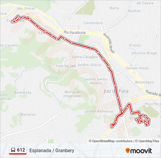 Mapa da linha 612 de ônibus