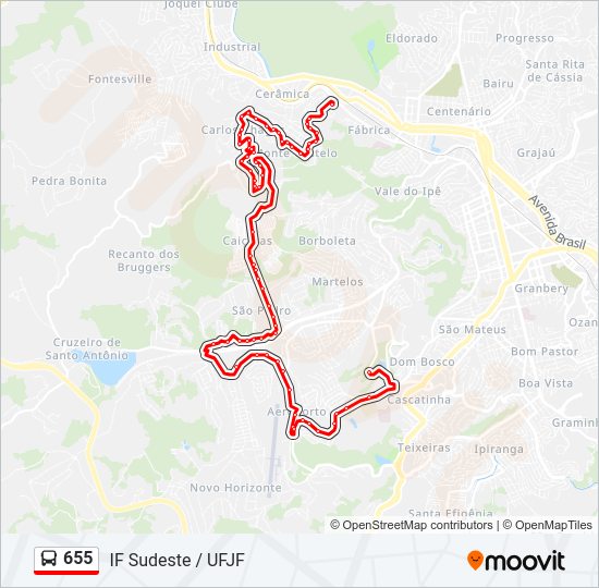 Mapa da linha 655 de ônibus