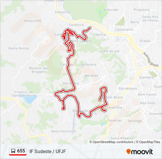 Mapa da linha 655 de ônibus