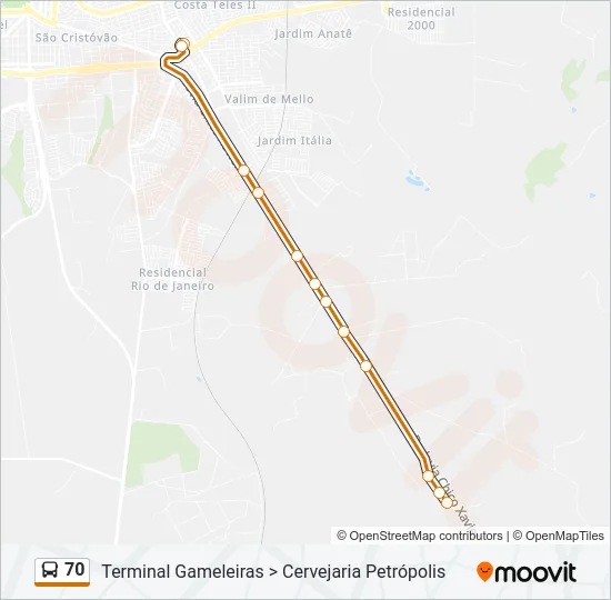 70 Bus Line Map