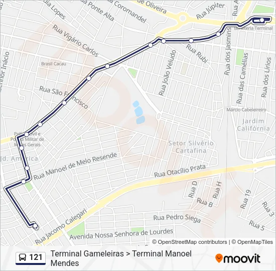 121 Bus Line Map