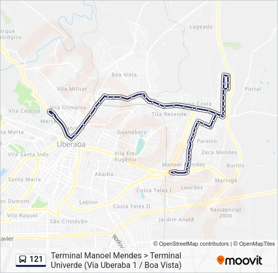121 Bus Line Map