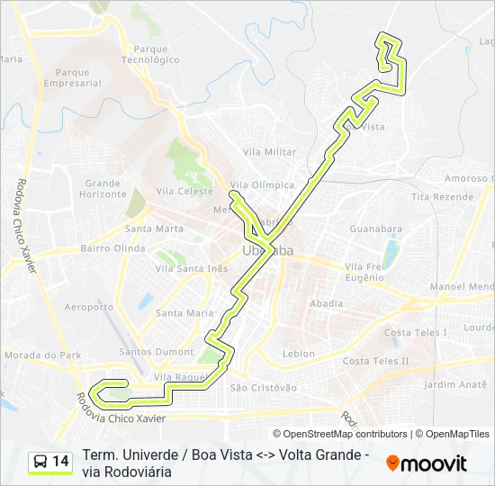 14 Bus Line Map