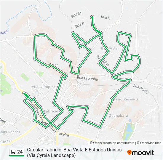 Mapa da linha 24 de ônibus