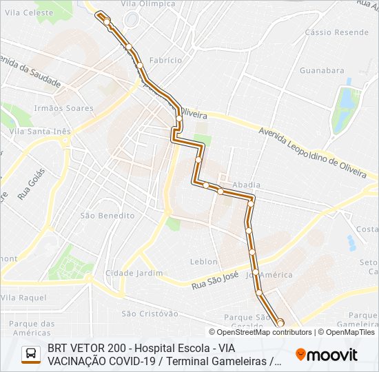 Mapa da linha BRT HOSPITAL ESCOLA de ônibus