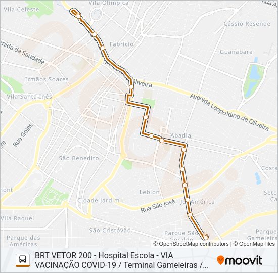 Mapa da linha BRT HOSPITAL ESCOLA de ônibus