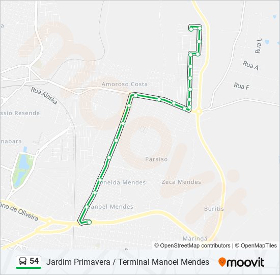 Mapa de 54 de autobús