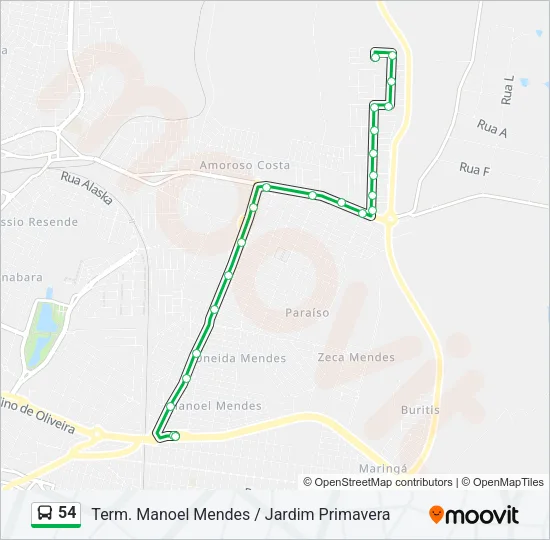 54 Bus Line Map