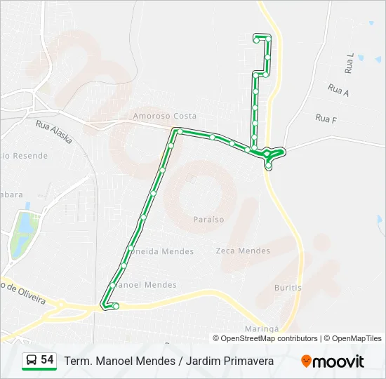 54 Bus Line Map