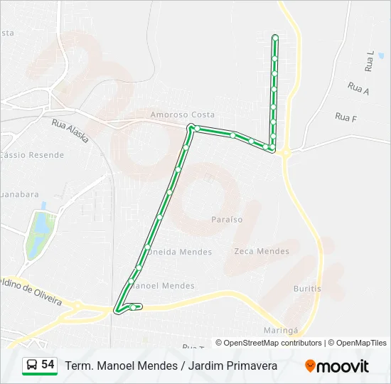 54 Bus Line Map