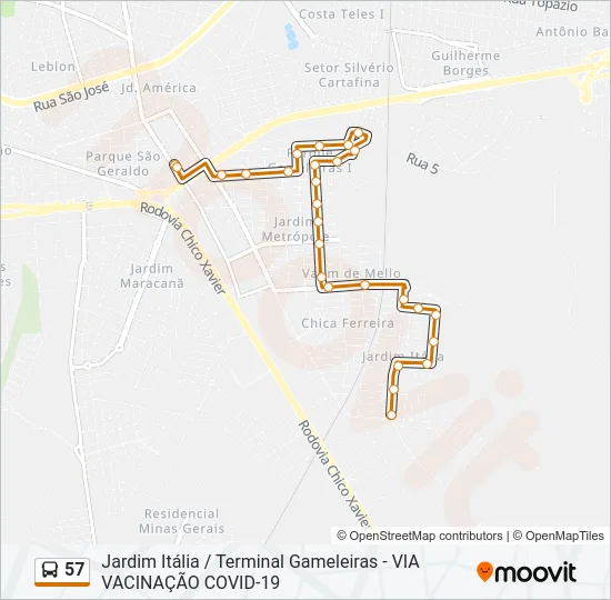 57 Bus Line Map