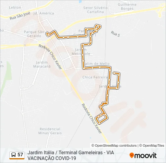 57 Bus Line Map