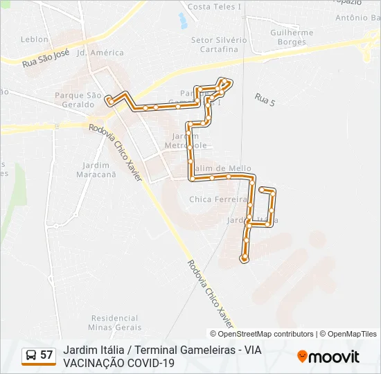 57 Bus Line Map