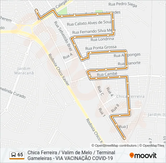 65 Bus Line Map