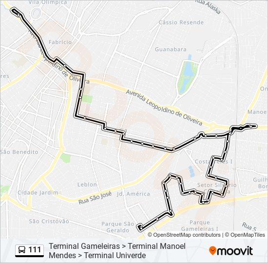 Mapa de 111 de autobús