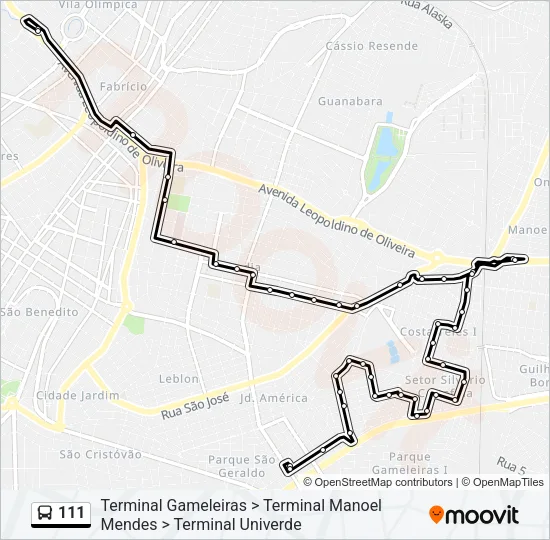 111 Bus Line Map
