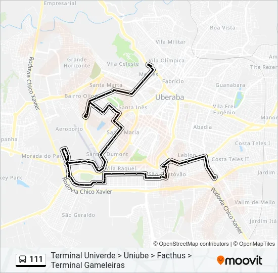 111 Bus Line Map