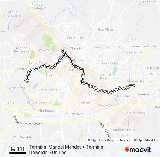 111 Bus Line Map