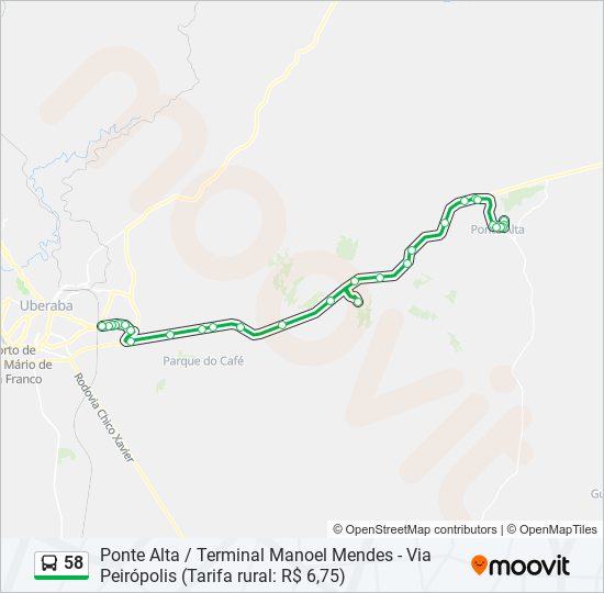 Mapa de 58 de autobús