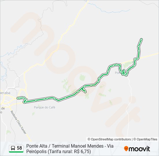 Mapa de 58 de autobús