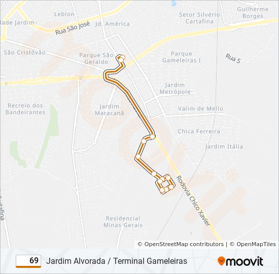 Mapa de 69 de autobús