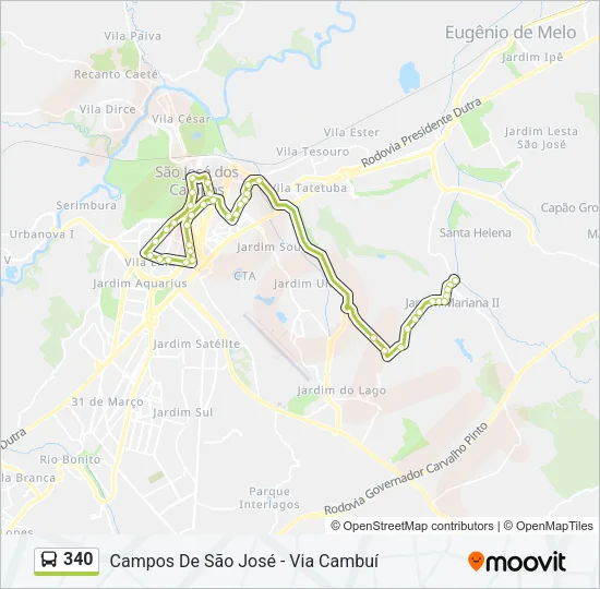 340 Bus Line Map