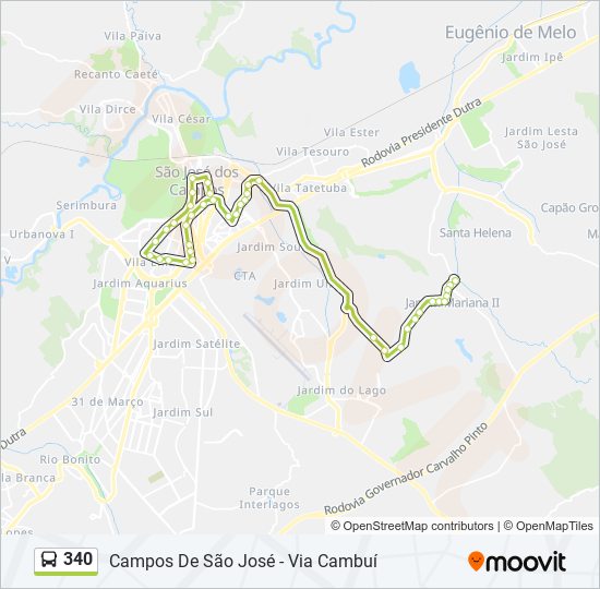 Mapa de 340 de autobús