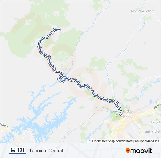 Mapa da linha 101 de ônibus