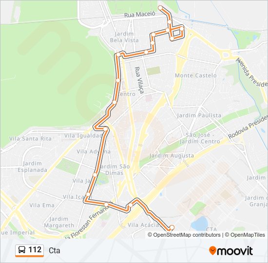 Mapa de 112 de autobús